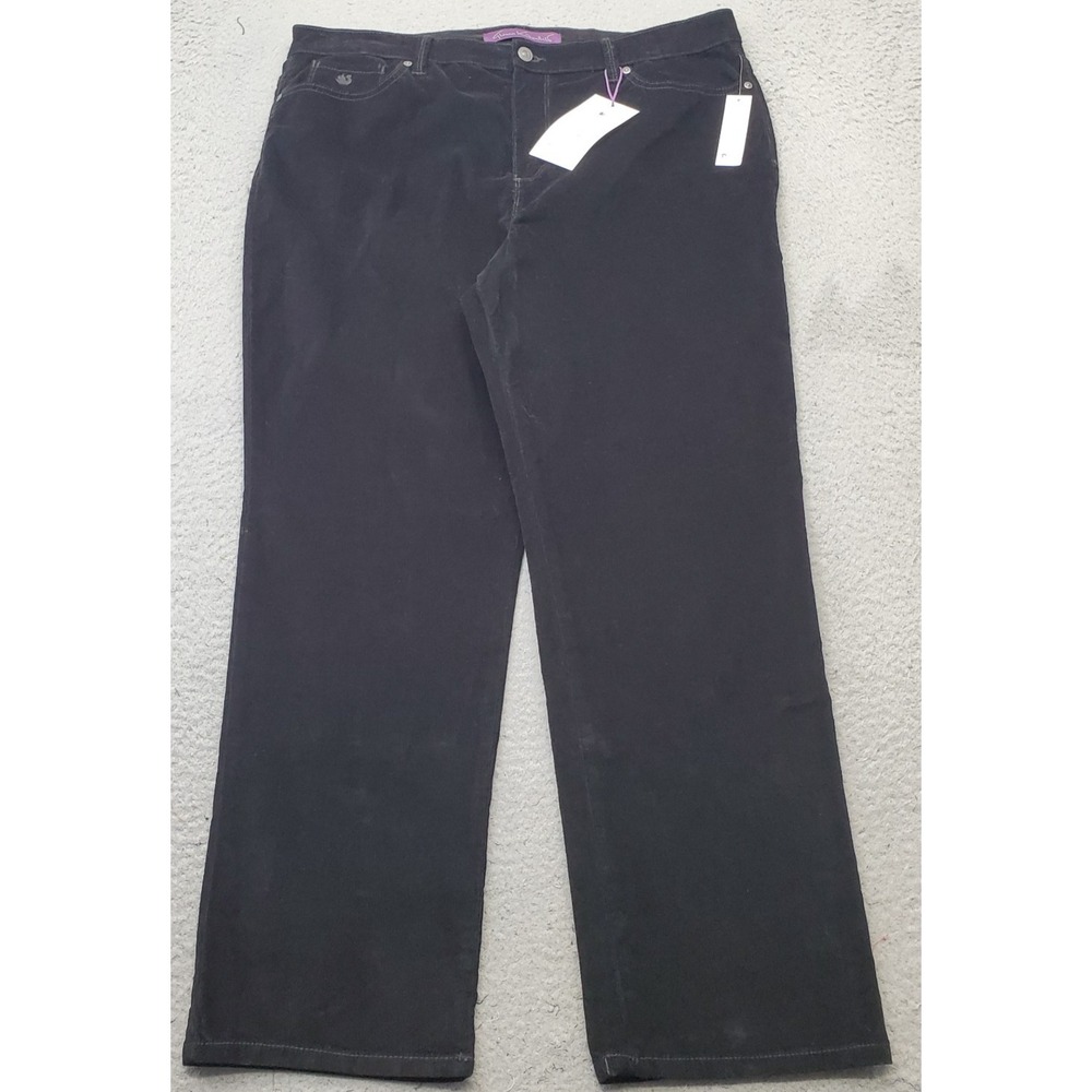 Gloria Vanderbilt Amanda Corduroy Pants Womens 16S Black Relaxed Straight Leg